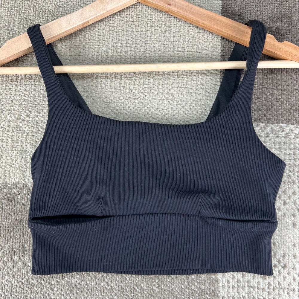 Alo Yoga Black Ribbed Wellness Bra Tank Top Womens Size Medium
